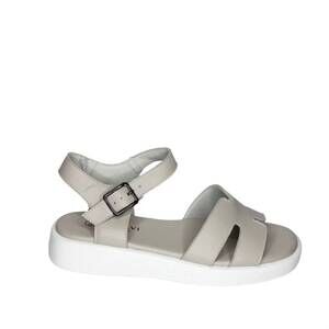 NEW BONAVI women's low heel leather sandal in grey